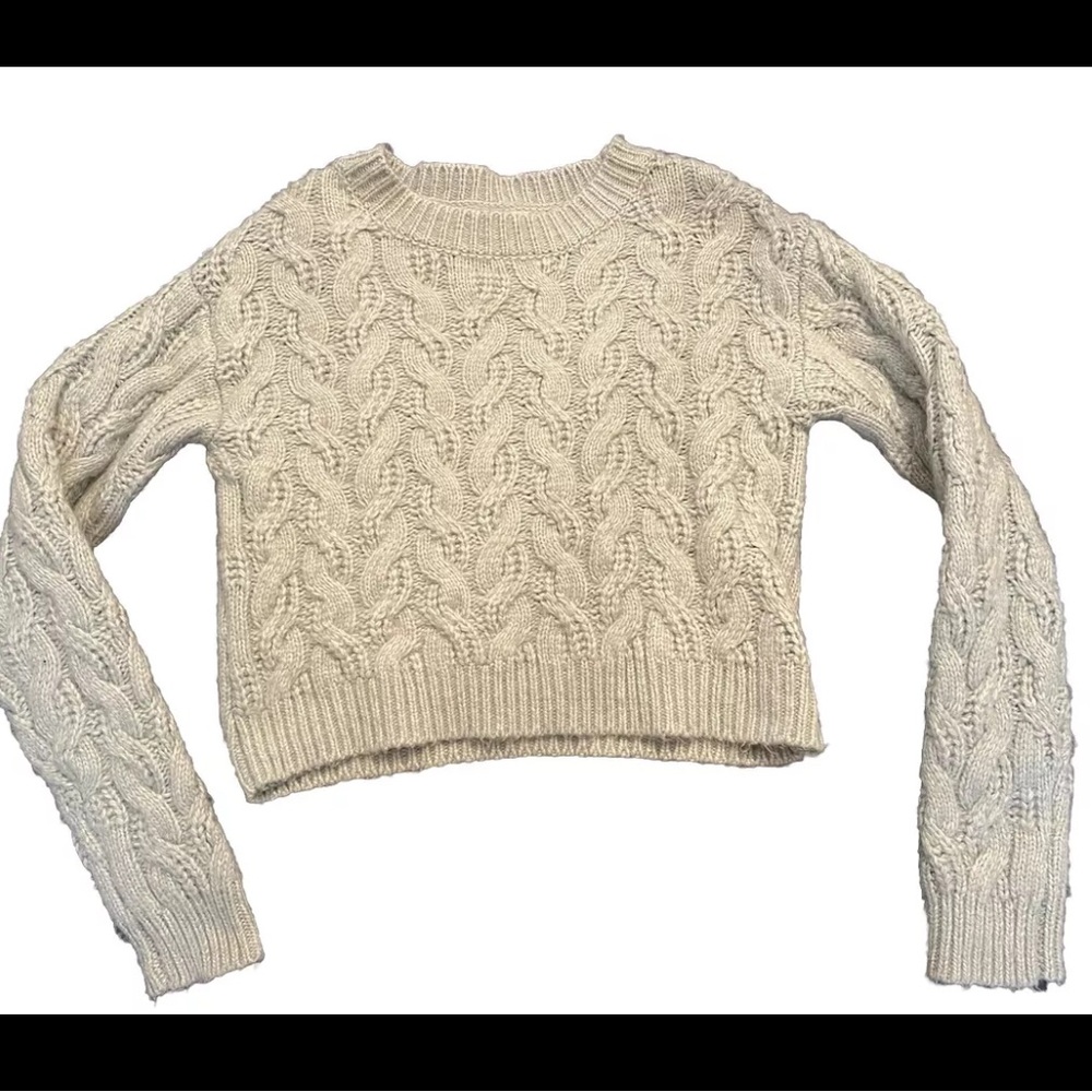 Jessica Simpson mint green cropped cable knit sweater sz xsmalll